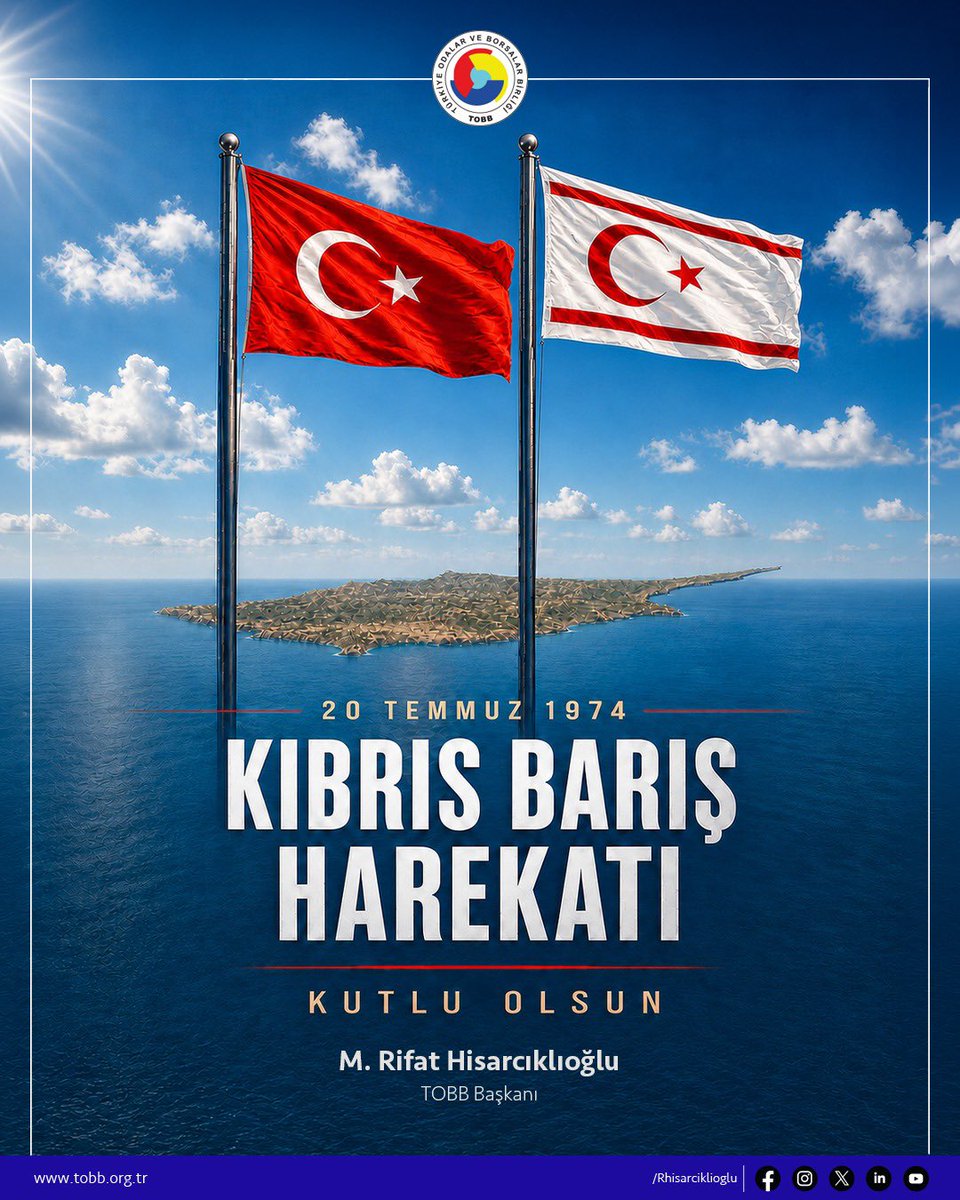 RHisarciklioglu's tweet photo. #KıbrısBarışHarekatı'nın 52. yıl dönümünde aziz şehitlerimizi rahmet ve minnetle, gazilerimizi şükranla anıyor,  Kuzey Kıbrıs Türk Cumhuriyeti’nin 20 Temmuz Barış ve Özgürlük Bayramı’nı kutluyorum.

Kuzey Kıbrıs Türk Cumhuriyeti'nin ve Kıbrıs Türk halkının yanında olmaya devam edeceğiz.

#KKTC
#20Temmuz1974