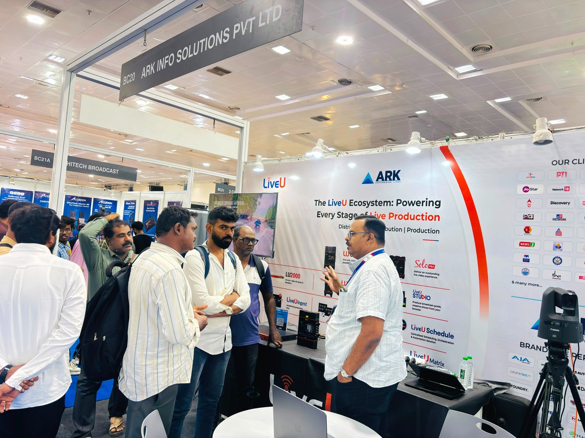 arkinfosolution's tweet photo. Thank you to everyone who visited the ARK Infosolutions booth at @BMCEIndia 2026.
It was a pleasure showcasing @LiveU's IP video, remote production and cloud workflows, and connecting with the broadcast community.
See you at the next event!
#liveu #broadcast
@Buysell_Expo https://t.co/gkDDmt6lP7