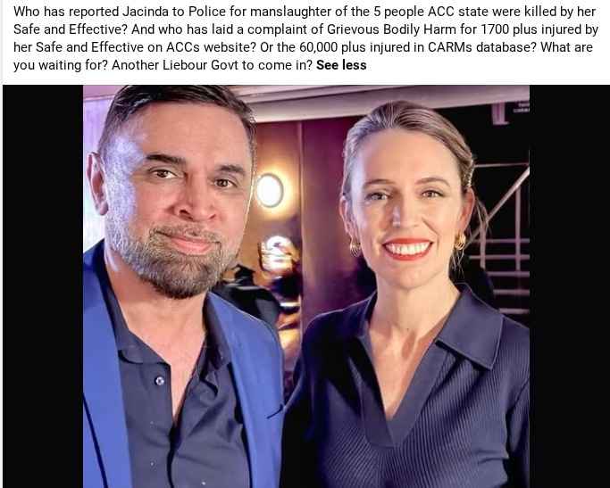 NZMAGAMike's tweet photo. New Zealanders were not warned of possible side effects before being coerced into taking the clot shots. Our leaders lied, people died, Ardern belongs inside. https://t.co/oqP8CajJ0B