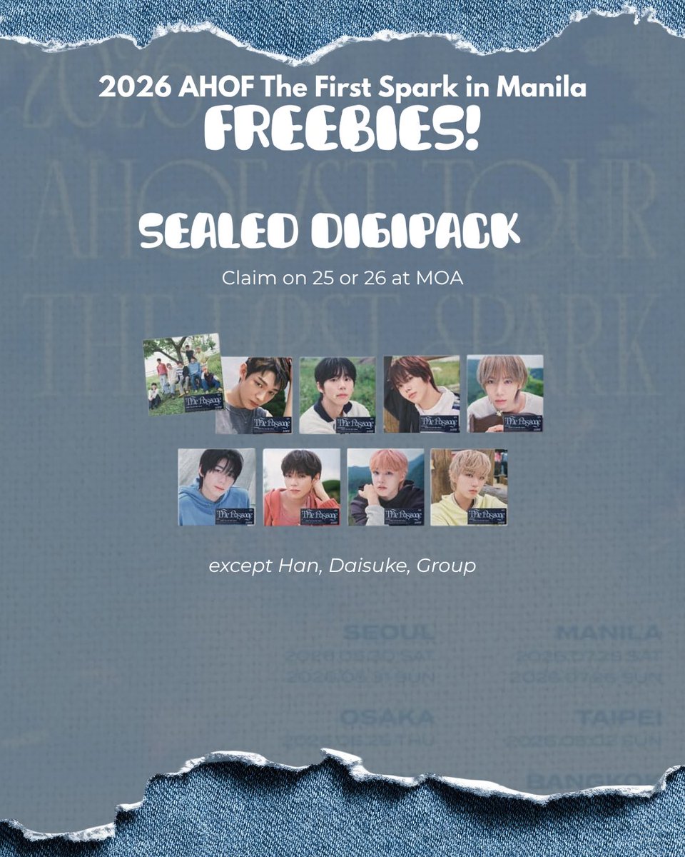 JEONGWOOBBYONG's tweet photo. 2026 AHOF 1st Tour The First Spark in Manila

FAN SUPPORT BY: @JEONGWOOBBYONG 

.✦ ݁˖ Day 1 and Day 2
.✦ ݁˖ dm/reply for trade. can do on the spot.
.✦ ݁˖ like/rt to spread
.✦ ݁˖ mbf https://t.co/KkZ5TxZo61