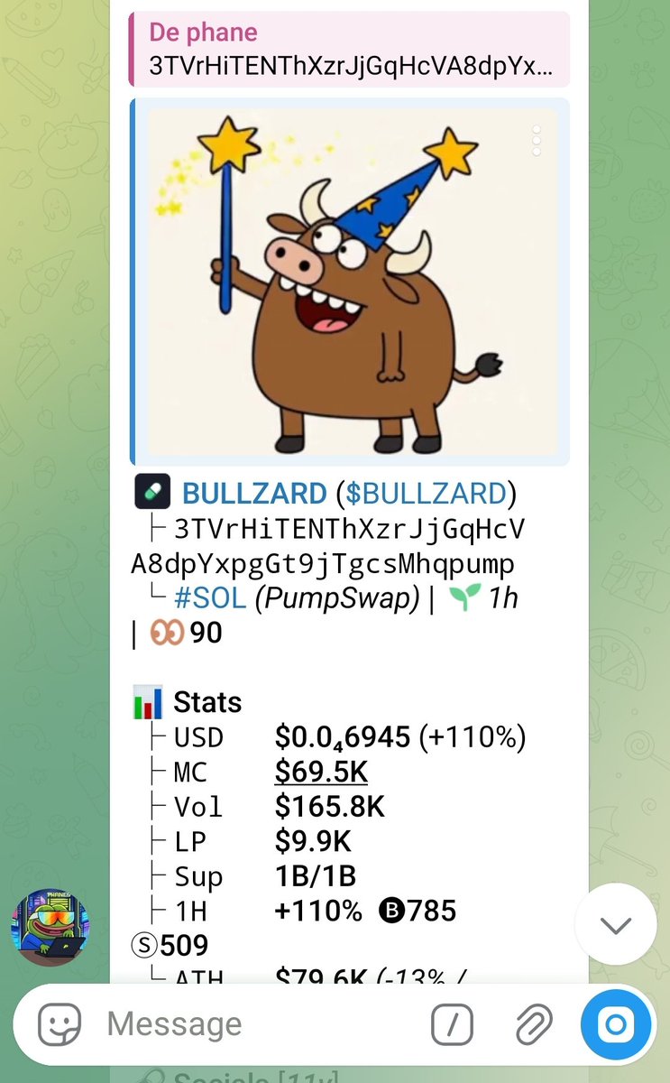 De_phane's tweet photo. Called at $69.5k mc 

Got a 11.2x gain on $BULLZARD 

Ca: 3TVrHiTENThXzrJjGqHcVA8dpYxpgGt9jTgcsMhqpump

#memecoin #solana #degen https://t.co/ZlTAfMCG3k