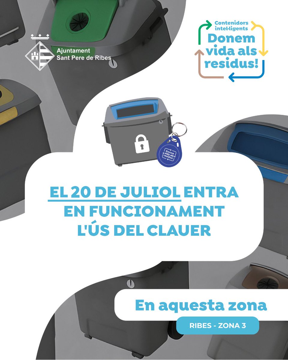 santperederibes's tweet photo. CONTINUA L'ACTIVACIÓ PROGRESSIVA DEL CLAUER I L'APP ALS CONTENIDORS
📆 A partir del 20 de juliol
📍Zona 3 de Ribes

ℹ️ Carpa informativa:
🕘 dimarts i dijous, de 9 a 13 h
🕟 dilluns i dimecres, de 16.30 h a 20.30 h
📍 Plaça de Francesc Layret 

#SPRibes
1/3 https://t.co/wYekhU6xsW