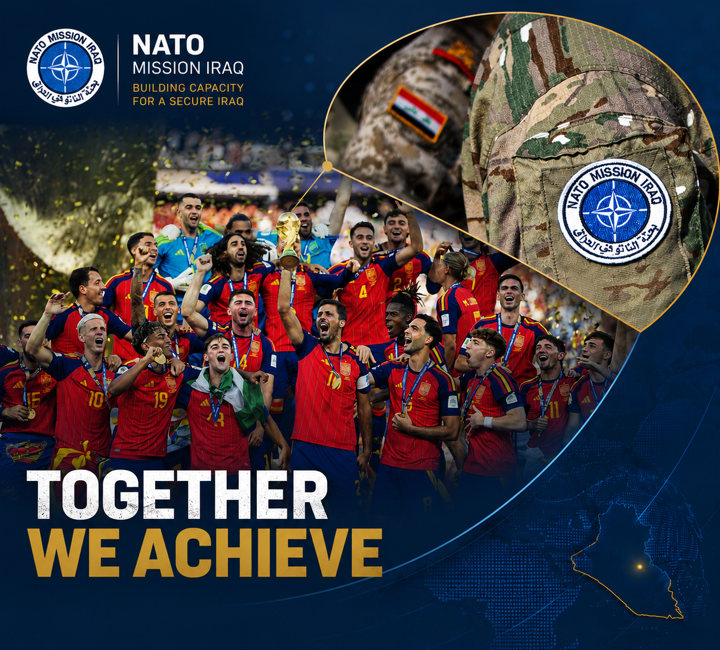 IraqNato's tweet photo. Spain has been crowned world champion, and millions celebrate a success built on effort, discipline, and teamwork.
At NATO Mission Iraq, we also have professionals who, every day, embody these same values ​​in service to the mission and our Iraqi allies.
Congratulations, Spain! https://t.co/FlwsVr9jZh