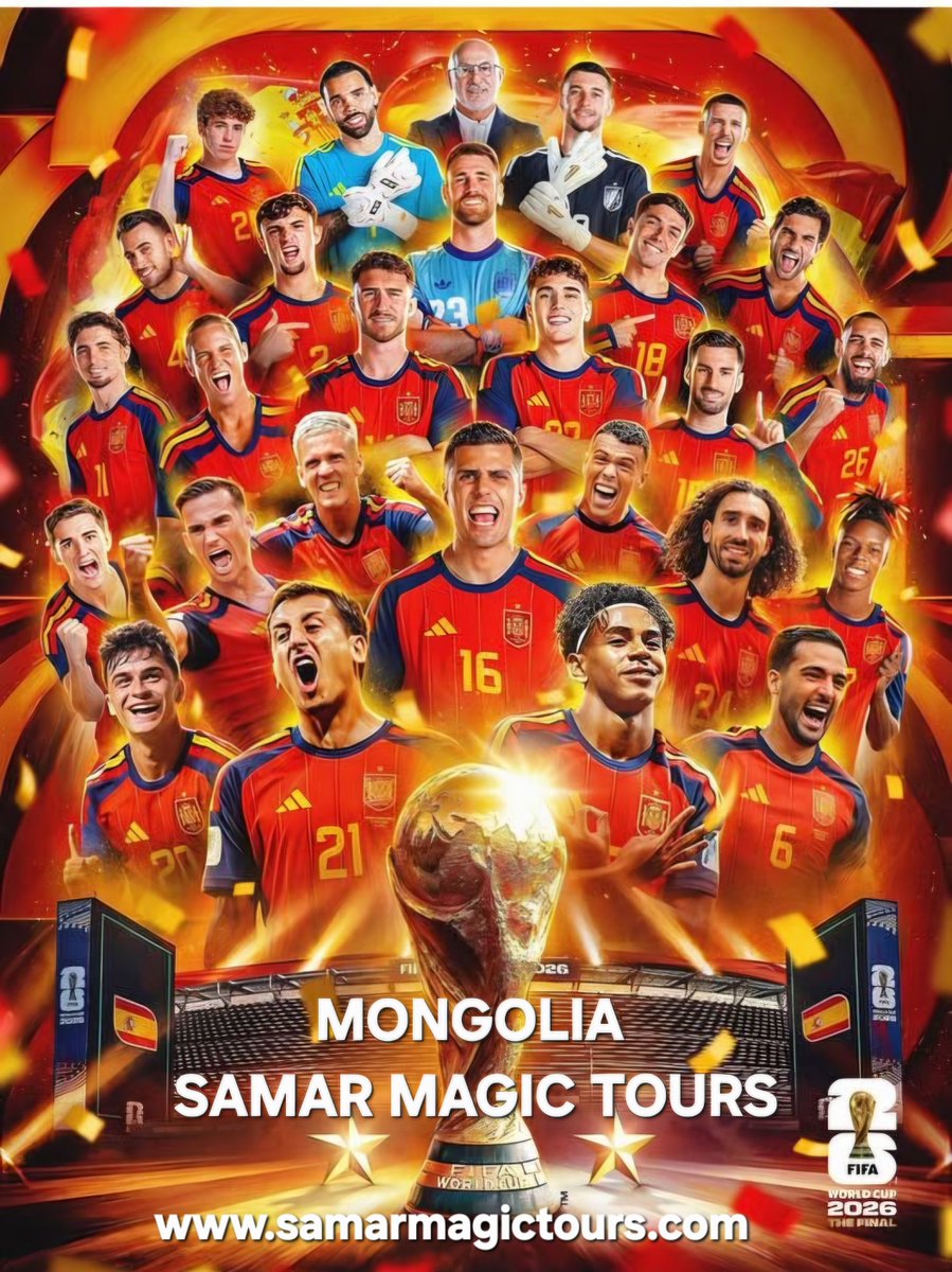 samarmagictours's tweet photo. FELICIDADES ESPAÑA🇪🇸: LOS CAMPEONES MUNDIALES DEL FÚTBOL MUNDIAL 2026 https://t.co/leznTexwG8