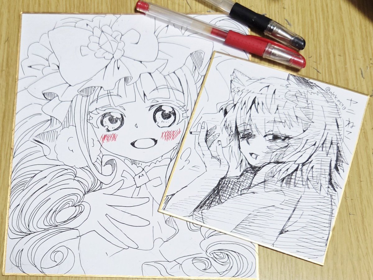 akkatyo's tweet photo. 手描き色紙。 https://t.co/r4iCGE7n3C