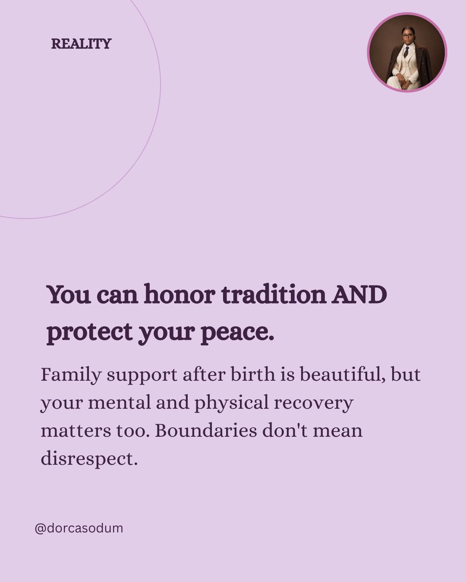 odum_dorcas's tweet photo. Swipe through π a myth from my own culture, and a script for protecting your peace without disrespecting the people who love you.
#Boundaries #PostpartumSupport https://t.co/jHOjc6speu