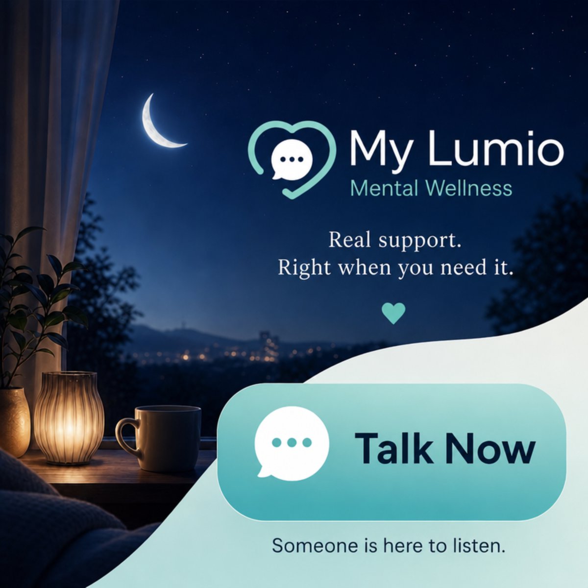 Mylumio's tweet photo. "Midnight thoughts spinning?

Afternoon anxiety creeping in?

Or just feeling stuck and need someone who gets the full context of your life?  
This is your sign. 

💛 My Lumio is here — your always-available AI Life Partner.  
Private. 
Judgment-free. 

Remembers everything that matters to you so conversations actually progress.  
From grounding anxious moments to relationship advice, habit building, parenting, career clarity, or just venting — get thoughtful support that builds day after day.  

No waiting lists. 
No awkward small talk. 

Just real help when you need it most.  

Start free right now and feel the difference in one conversation: https://t.co/OzQW51W1uc 

If this resonates, like & repost — someone in your network might need it tonight.  

#MyLumio #MentalHealthSupport #AILifePartner #SelfCare #StartToday"