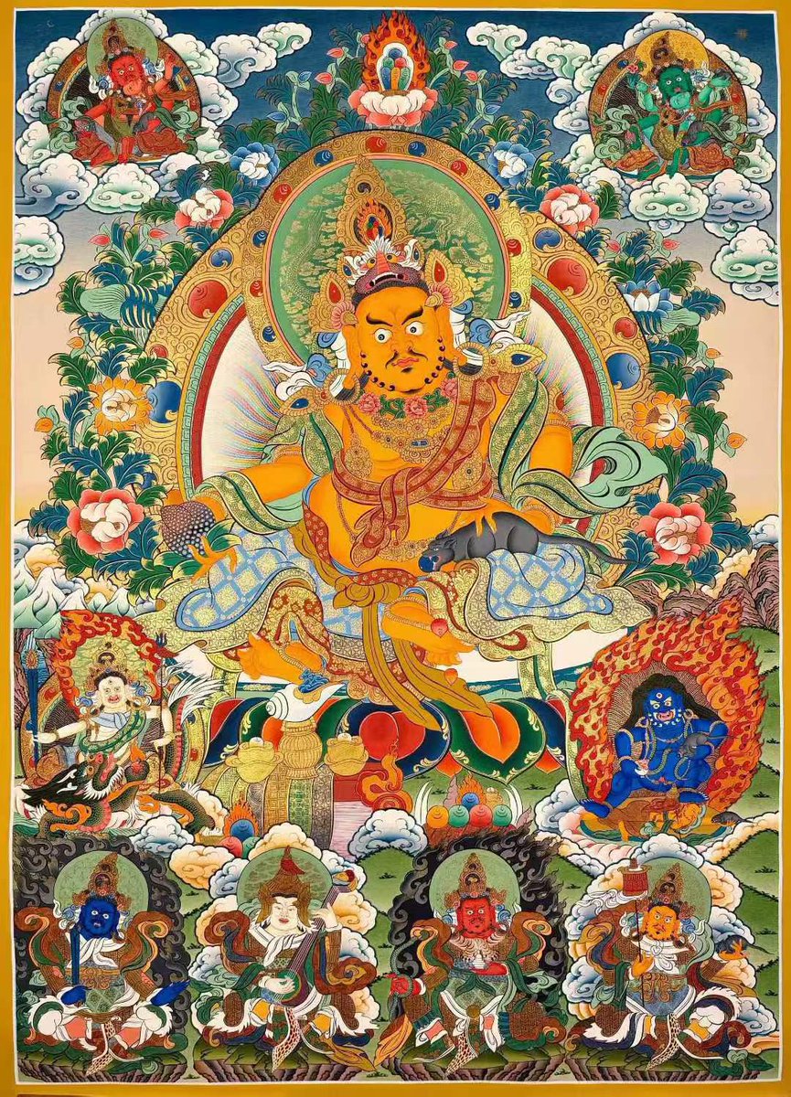 mobai186501's tweet photo. #唐卡 #藏传艺术 #TibetanArt #EasternAesthetics #tangka

 Landscape Thangka of Five Jambhalas with Four Heavenly Kings.
Stabilize main business income, expand revenue channels, resolve arrears, prevent financial loss and enrich wealth reserves. https://t.co/ZRHGQM5Kcb