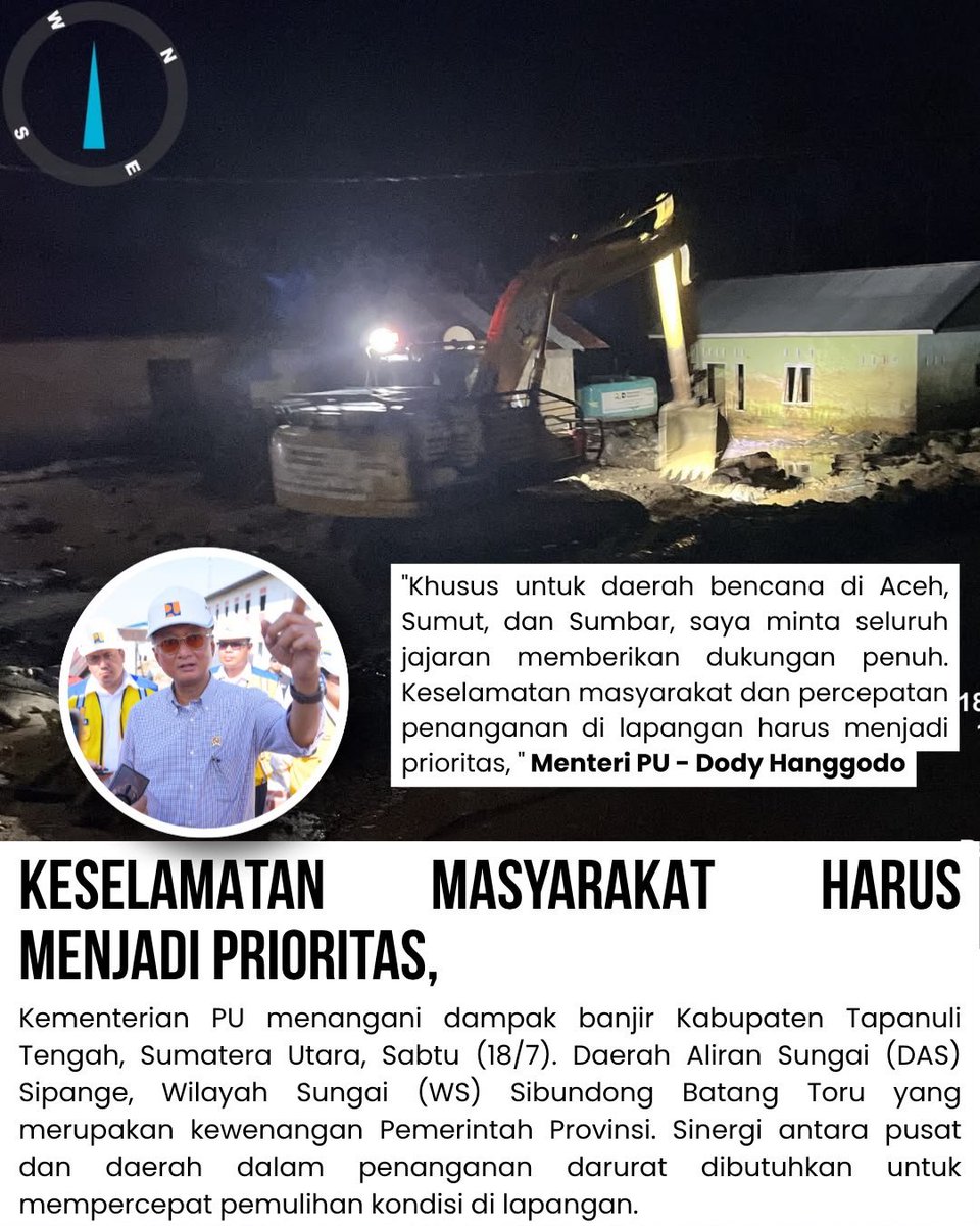 NekeYana's tweet photo. Mantap, pak Menteri PU Dody Hanggodo langsung turun tangan instruksikan support penanganan untuk Banjir di Tapanuli Tengah

#MenteriPU #morning1422 #dodyhanggodo #totalitasmenteridody https://t.co/orNtXZ33EX