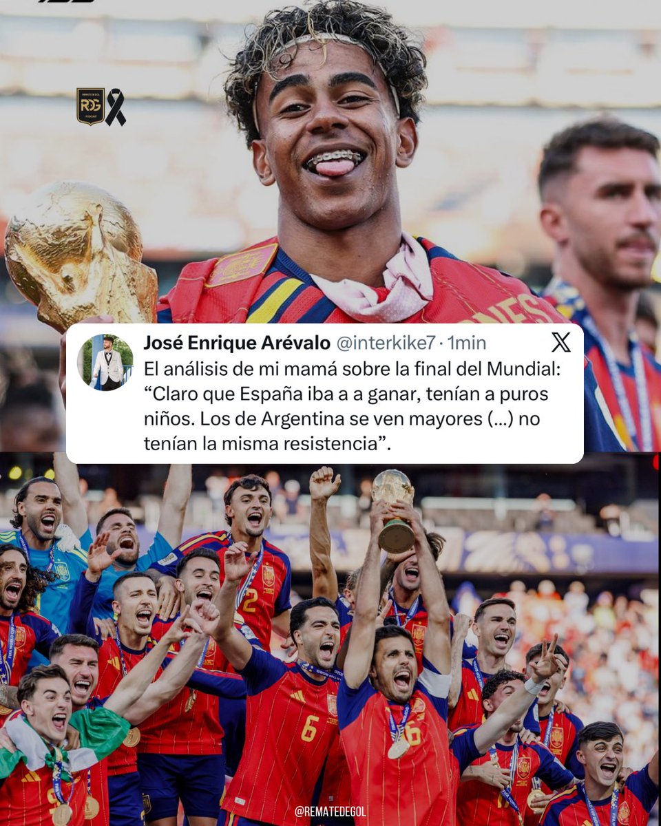 interkike7's tweet photo. Pero cómo se le explica que Scaloni decidió continuar el proceso exitoso del 2022 y por eso su selección era “mayor”. Y aún así, lograron llegar a la final contra una “joven” selección española. https://t.co/U0ynOiHI5s