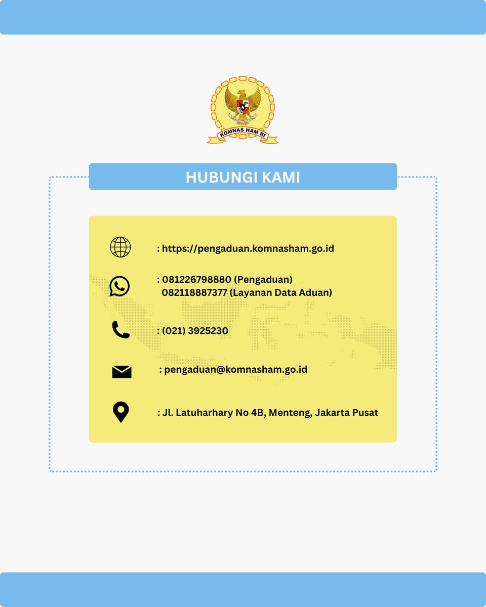 KomnasHAM's tweet photo. Mimin mau share #UpdateInfo terbaru niiih.. Komnas HAM selama bulan Juni 2026 telah menerima 226 aduan dugaan pelanggaran ham serta 236 konsultasi isu HAM, lho. Mau tahu trendnya gimana? Yuk di simak infografis ini!

#Pengaduan #KomnasHAM https://t.co/jMIxqwsT0C
