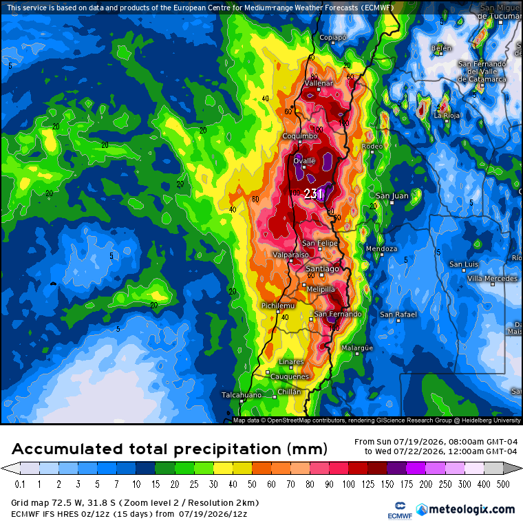 Seba_Quake_WX's tweet photo. La situación actual en la región de Atacama y Coquimbo es sumamente crítica, se han reportado inundaciones repentinas y cauces masivos en ciudades sumamente habitadas como La Serena y Coquimbo, hay muchas poblaciones aisladas y/o anegadas; la alcaldesa de La Serena informa de 7 personas desaparecidas.

Precipitaciones continuarán con intensidad variable a partir de esta madrugada, con algunas declinaciones e intensificaciones; mañana ingresa un nuevo evento con alta cantidad de nubosidad convectiva. ⛈

GFS & ECMWF estiman entre 70-125 mm para las regiones Atacama (sur) y Coquimbo hasta el Miércoles 00:00 AM.
-
-
#sistemafrontal #lluvia #temporal #goes19