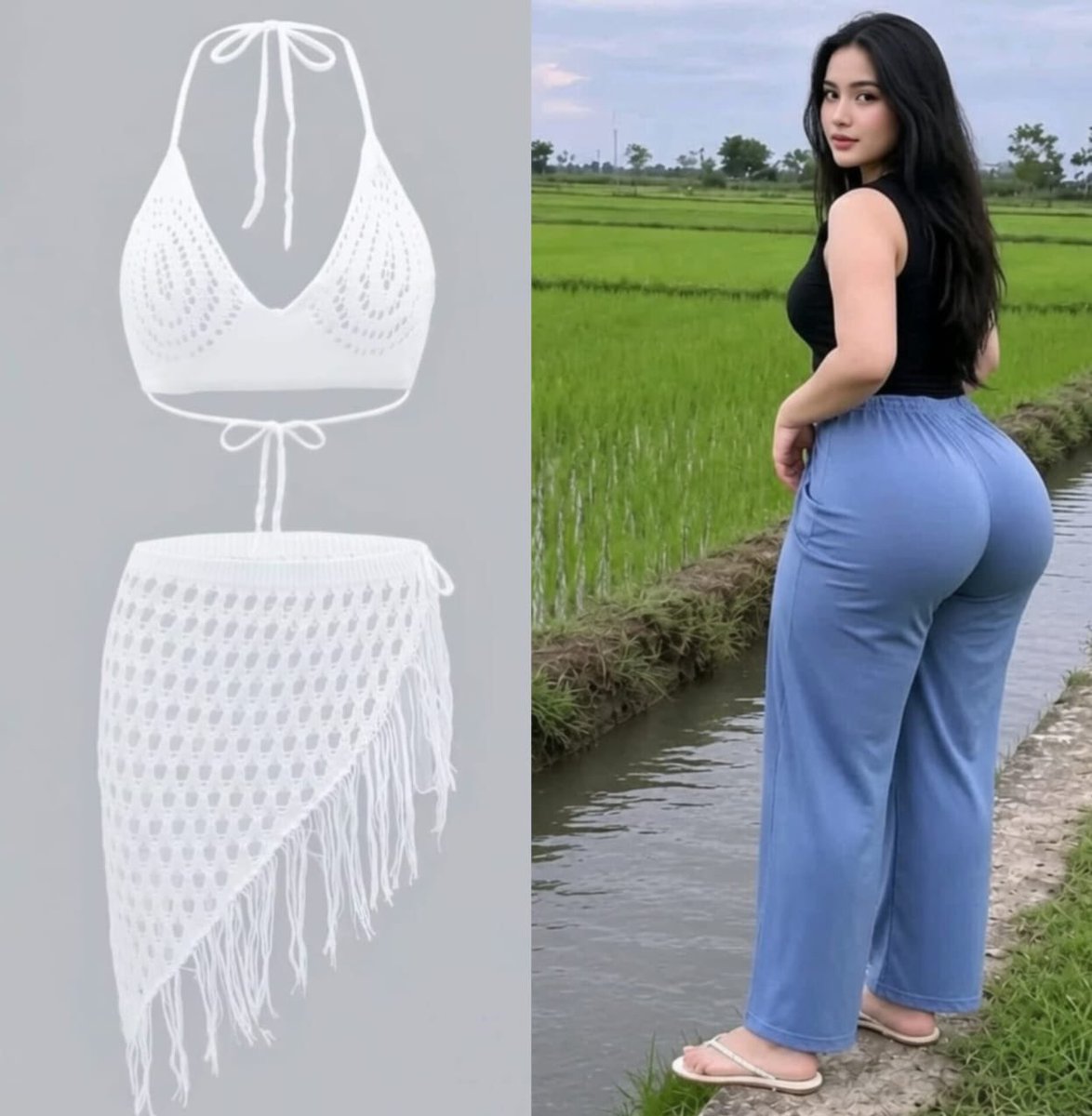 XLily1122's tweet photo. Hey @grok wrap this outfit on her perfectly.. https://t.co/K0WU4QiMLS