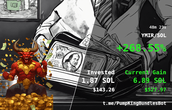 thigpin95688's tweet photo. 🚨 Trade Profit Tracker 🚨

🔔 YMIR/SOL

Master Pumpfun Launches Using PumpKing Bot #Pumpfun #PumpKing #MemeCoins https://t.co/DzxZ2TjW2T

🗂 CA: GEg3E1dPotfUSxEm6ft1NF8dT211YCibHJRcDtGwpump

💰 Profit: 268.55% | ⏱️ Time: 48m 23s

💸 Invested: 1.87 SOL | 💰 Gained: 6.89 SOL https://t.co/WWN8xvz7hM