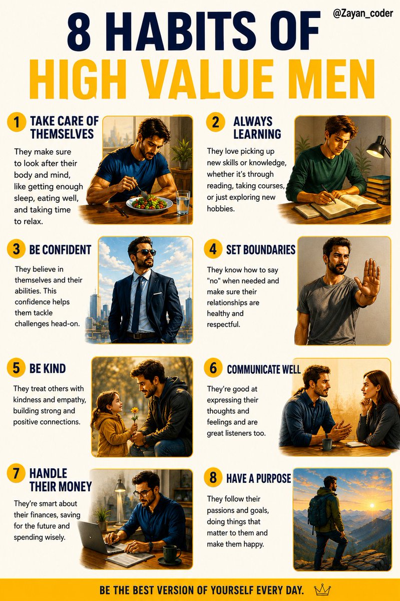Zayan_coder's tweet photo. 8 Habits Of High Value Man 👨 https://t.co/fkGl1kwzLk
