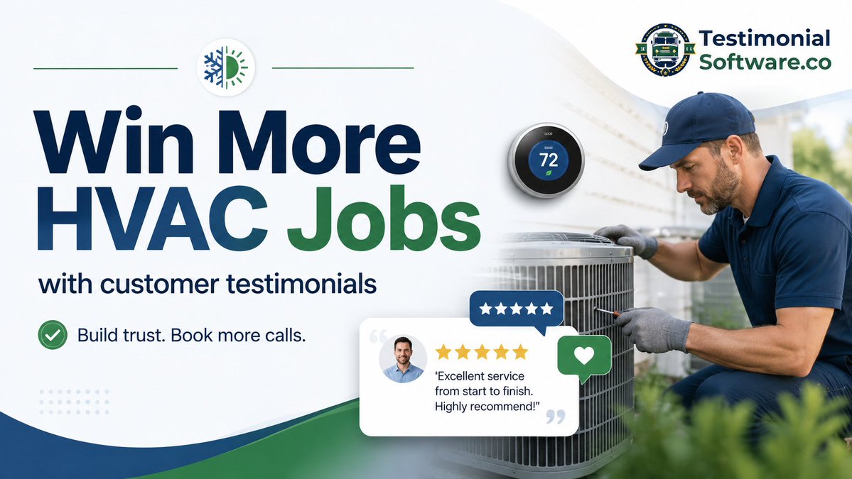 testimonialsoft's tweet photo. https://t.co/uKhfjuikvs helps HVAC business owners collect real customer stories, showcase video and text testimonials, and build proof pages that turn local trust into more calls, and bookings.

#HVAC #Business #HVACRepair #SmallBusiness https://t.co/OEDFCkvcc3