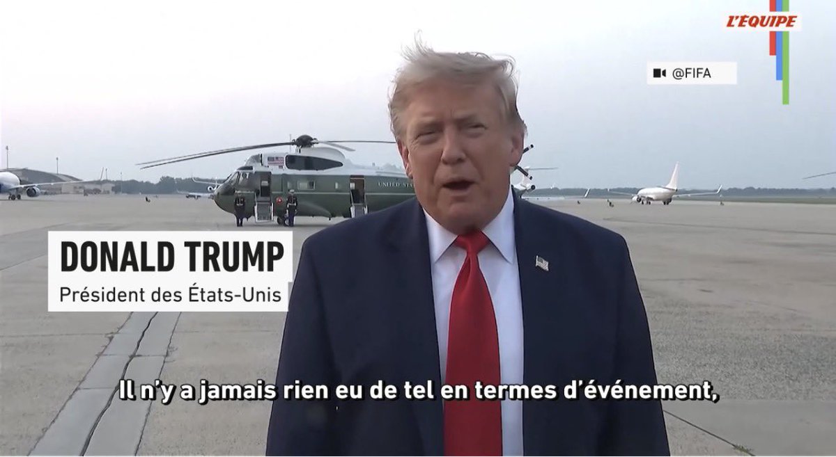 _BeFootball's tweet photo. 🚨 Donald Trump 🇺🇸 « CETTE COUPE DU MONDE EST 4 FOIS + RÉUSSIE QUE N’IMPORTE QUELLE AUTRE AUPARAVANT. 😳

C’est même environ 5 fois, d’après ce qu’on m’a dit aujourd’hui.

Nous sommes très fiers de notre pays, IL N’Y A JAMAIS RIEN EU DE TEL EN TERMES D’ÉVÉNEMENT. »

(FIFA via @lequipe)