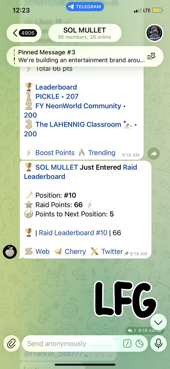Solmullet's tweet photo. Gn Chat 
Did you see Sol Mullet hit the raid leaderboard on Cherry trending !?
Join the community 
Get Mulleted ! https://t.co/2c0LztA0fL