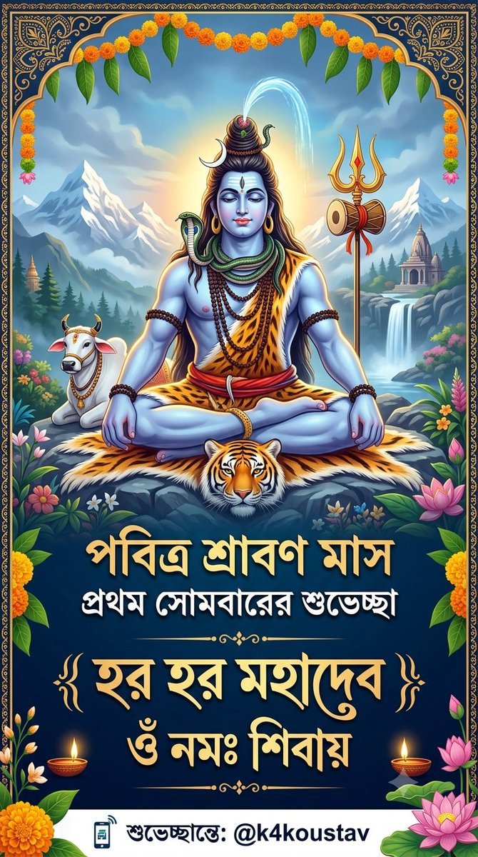 k4koustav's tweet photo. ✨ ওঁ ত্র্যম্বকং যজামহে সুগন্ধিং পুষ্টিবর্ধনম্।
✨ উর্বারুকমিব বন্ধনান্মৃত্যোর্মুক্ষীয় মামৃতাৎ।।
​🚩 হর হর মহাদেব! জয় ভোলে বাবা! 🚩 https://t.co/R5Owl03fUC