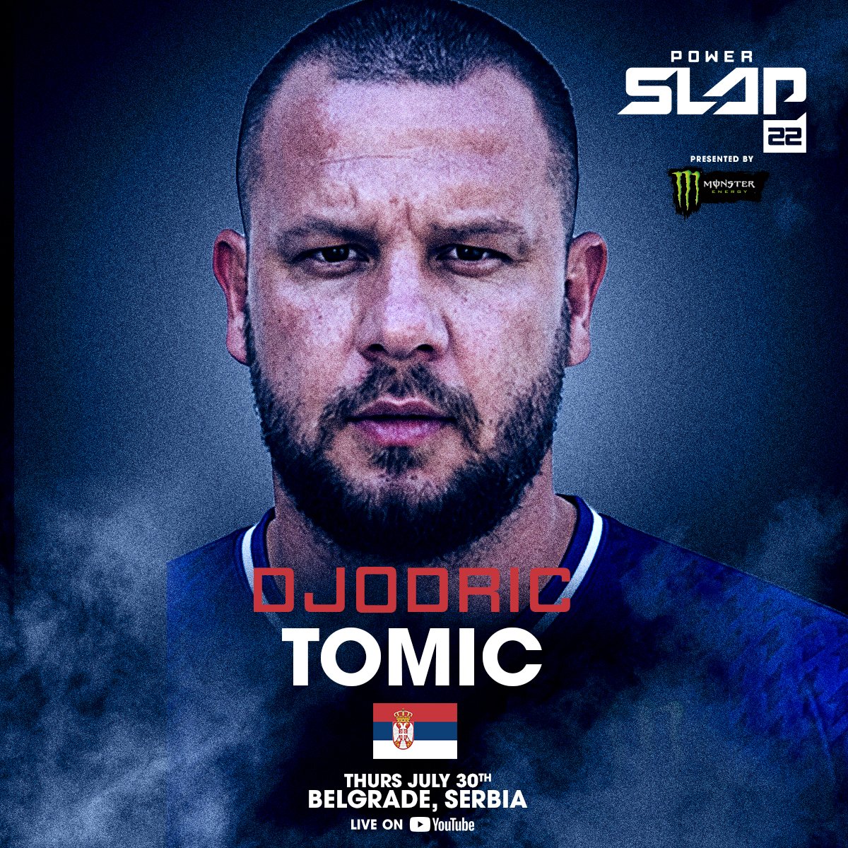 powerslap's tweet photo. 🇷🇸 TOMIC vs ALIC 🇷🇸

More heat coming to #PowerSlap22 🔥 Tickets are on sale NOW at the link in bio!!

[ $VET | July 30th | Live &amp; FREE on YouTube | 🎟️ Get TICKETS at link in bio ] https://t.co/6jSpKLBlxT