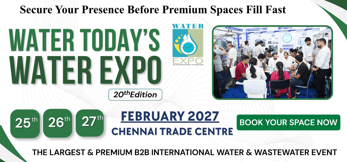 WaterToday101's tweet photo. WATER TODAY'S WATER EXPO 2027- 20th Edition
Join Us in Chennai 
25th, 26th &amp; 27th  February 2027 | Chennai Trade Centre
Website: https://t.co/7aBAAfWnjP | Contact: +91 7339379268  | Email: info@watertoday.org

#WaterExpo2027 #waterexpo #Wastewater #WaterTreatment #WaterManagement https://t.co/w76G6o2WWM