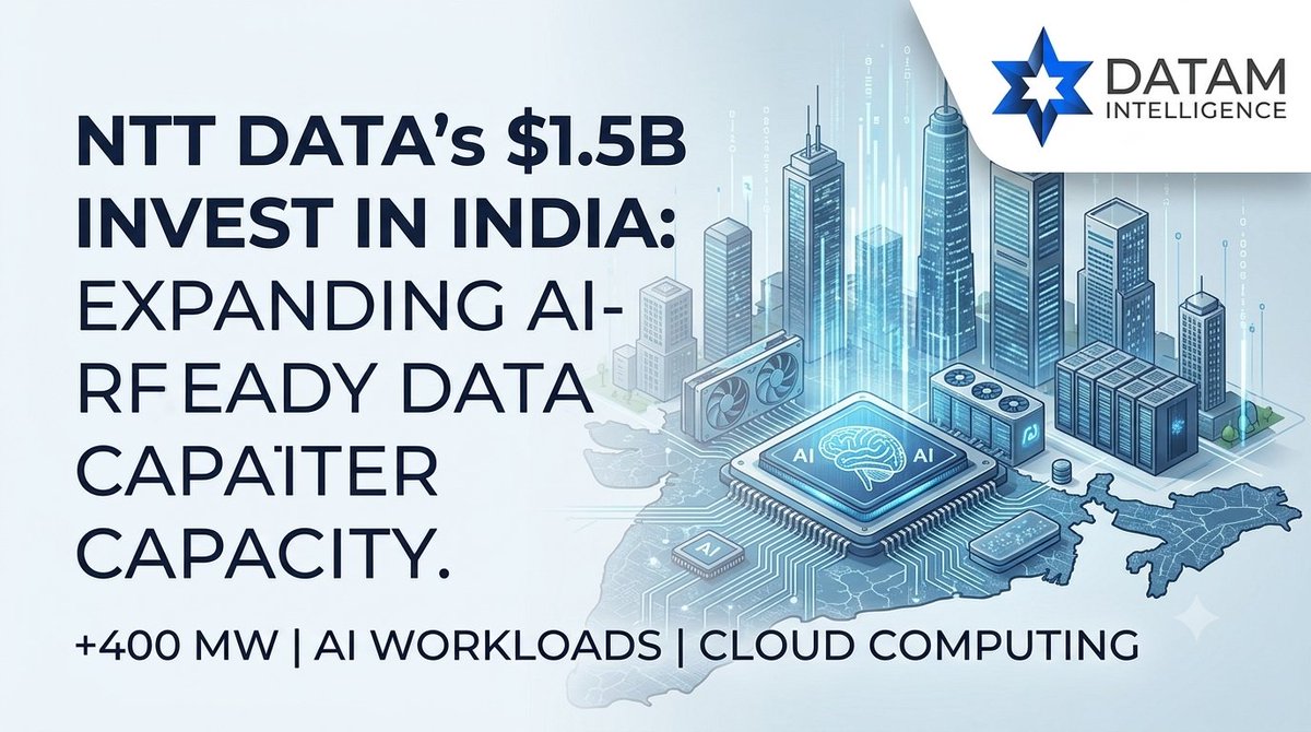 DataM_Research's tweet photo. NTT DATA Bets Big on India's AI Future
$1.5 billion. 400 MW of new capacity.
Read more:
https://t.co/iPHhlNtvBE
#NTTDATA #DataCenters #ArtificialIntelligence #DigitalTransformation #DataCenterMarket #IndiaTech #EnterpriseAI #DataMIntelligence #InfrastructureInvestment https://t.co/irDwM23E6q