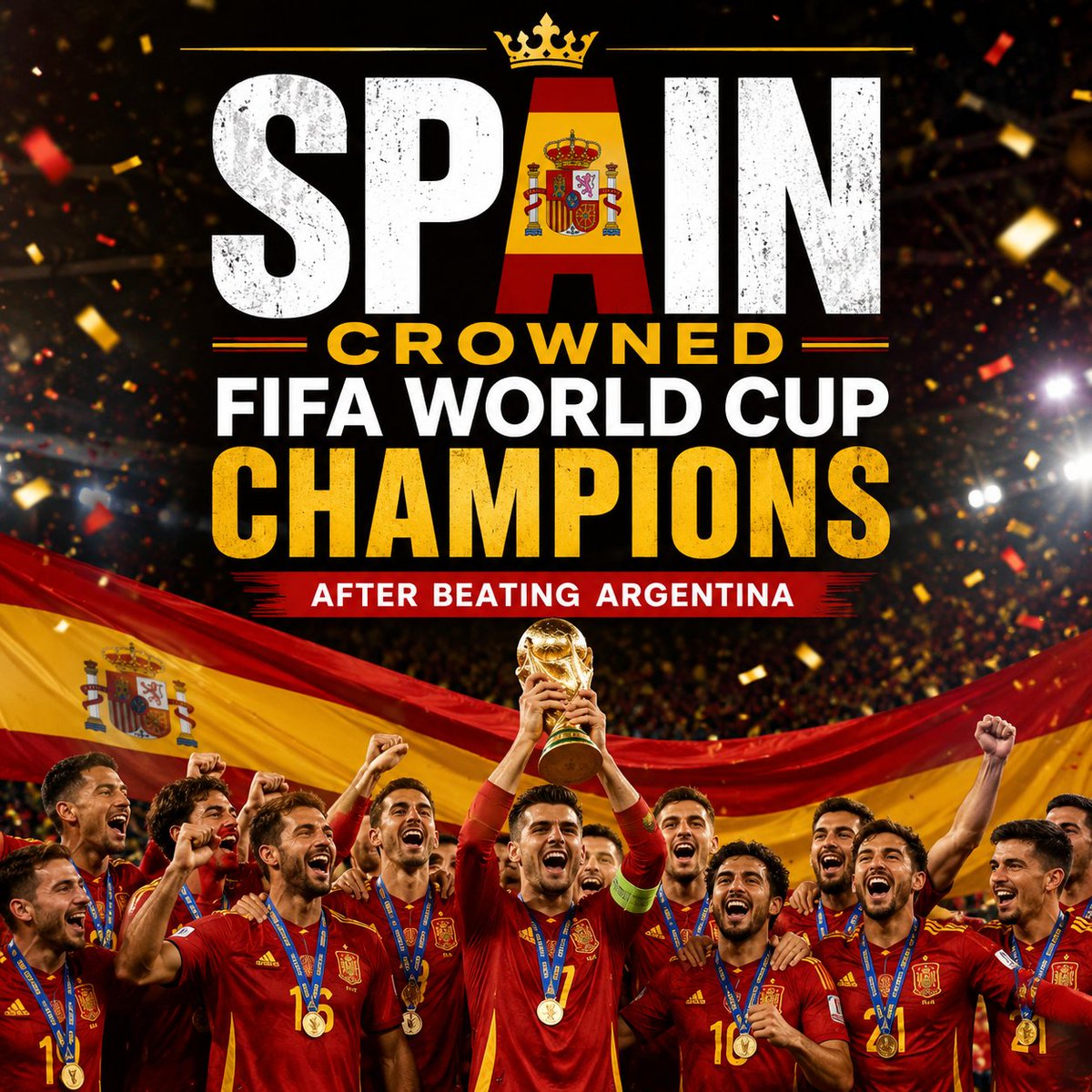 asifsop87's tweet photo. 🏆 Spain are the new FIFA World Cup champions! 🇪🇸
#Spain #FIFAWorldCup #WorldCupChampions #Argentina https://t.co/aKvknsnLIf