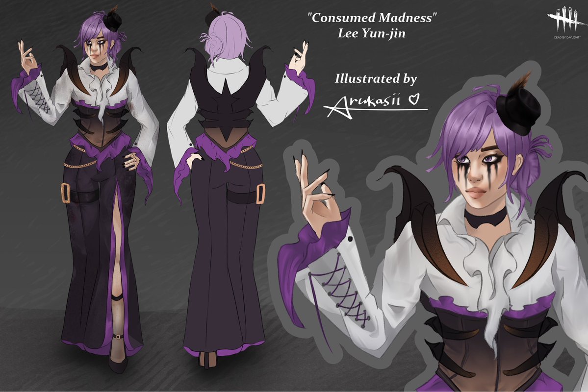 Arukasii's tweet photo. Helloo!! This is my submission for the 2026 Dead By Daylight cosmetic event! I wanted to base it from Yunjin’s current outfit~ but make it different, as if the Entity consumed her. I’m really pleased with my results and how wonderful everyone else’s submissions are! https://t.co/ance7JKWga