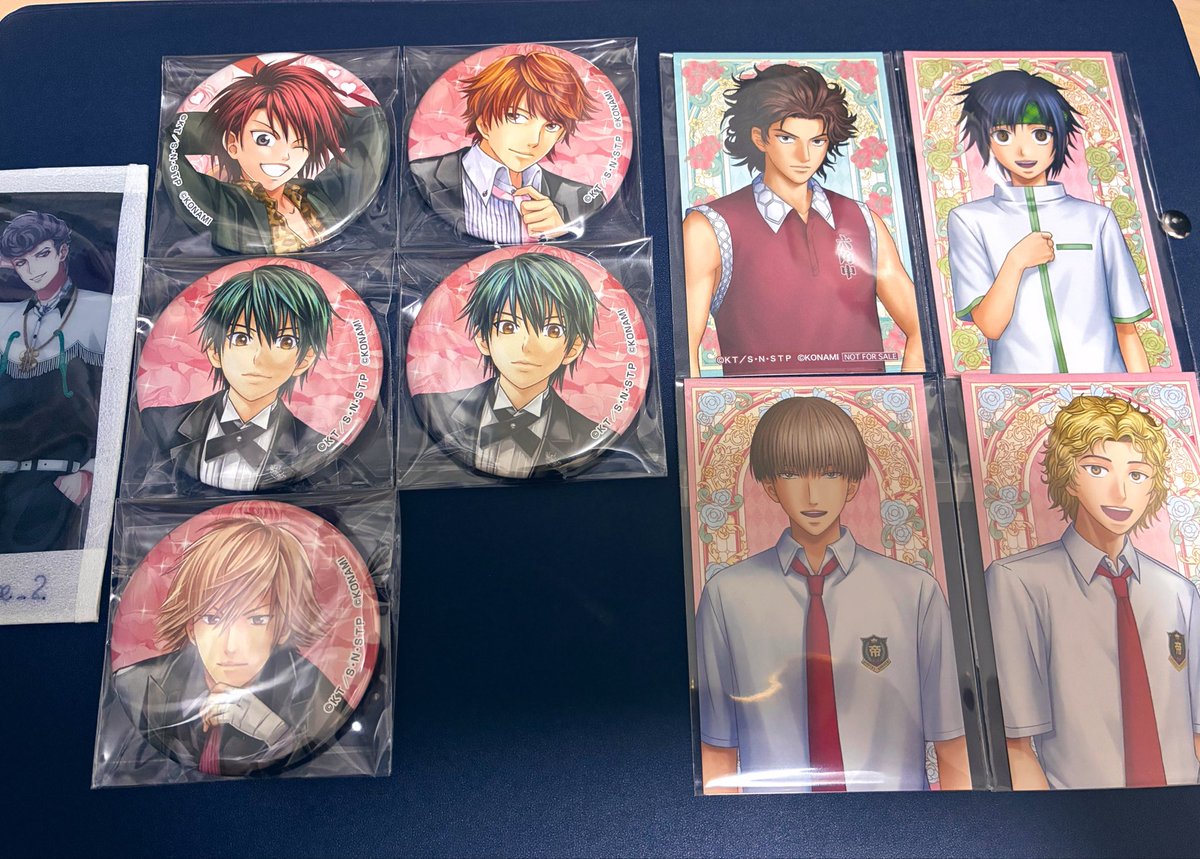 B2voice_2's tweet photo. 【交換/譲渡】新テニスの王子様 テニプリ 学プリ ドキサバ展 缶バッジ 特典 クリアシート

譲)缶バッジ→越前2,遠山,千石,白石
　特典→日吉,芥川,天根,壇
　クリアシート→不二,千石,佐伯,観月

求)同異種の忍足侑士or切原赤也
　⬇️の求リスト参照

※交換優先、郵送交換 https://t.co/bgELqajdo3