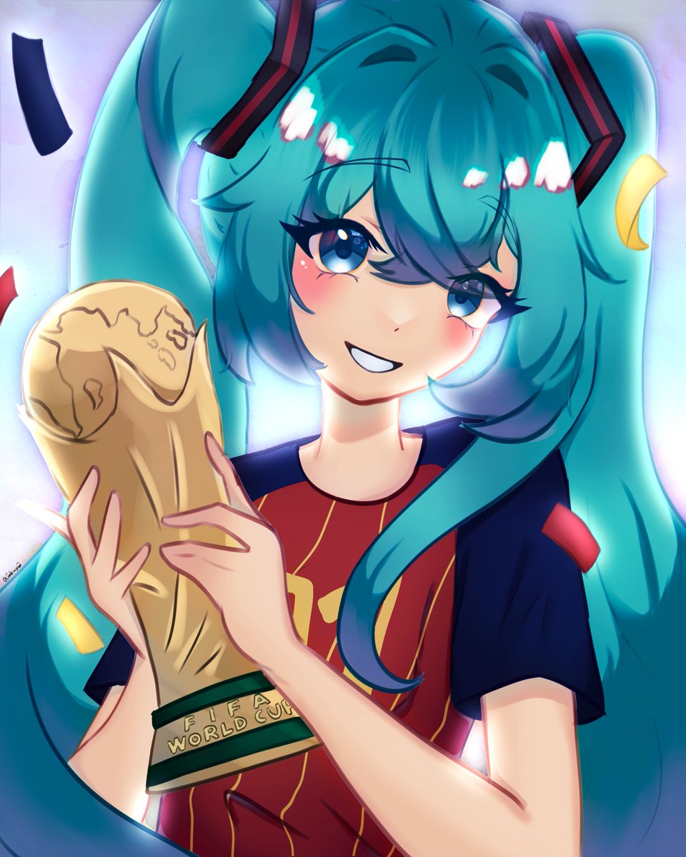Rakuya24's tweet photo. Spain got custody of miku! hope everyone enjoyed the world cup

#worldcup #miku #mikucustodybattle #illustrationㅤ https://t.co/FXci95MEhi