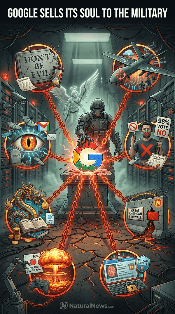 HealthRanger's tweet photo. Google is EVIL and just sold its soul to the U.S. military to build autonomous killing machines. https://t.co/IS97muSqUU