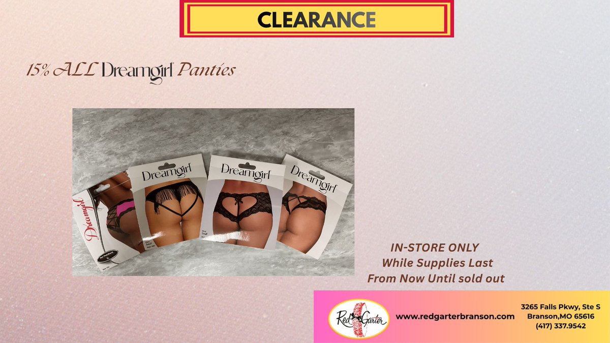 RGarterbranson's tweet photo. Please visit our website at
https://t.co/6XWR1Wff0c
_________________________________________
.
Also, please leave a Google Review
https://t.co/wF7X6VBBoF
_________________________________________
.
#explorebranson #lingeriestore #lingerie #adultnovelties #adulttoystore https://t.co/bsQw2GSQ3H