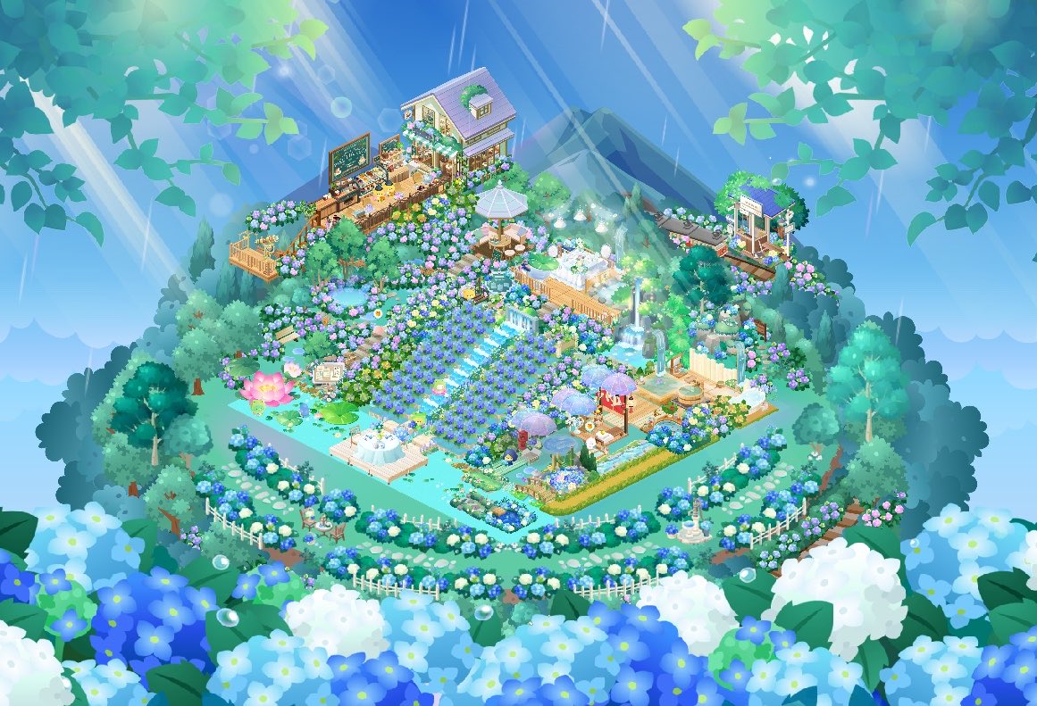 okokero's tweet photo. 紫陽花の庭園
紫陽花とお水をテーマにしたお庭です

【お庭コード: 89A-GR3-X4B】

#ピグライフお庭コンテスト https://t.co/0RXMPGMVwT