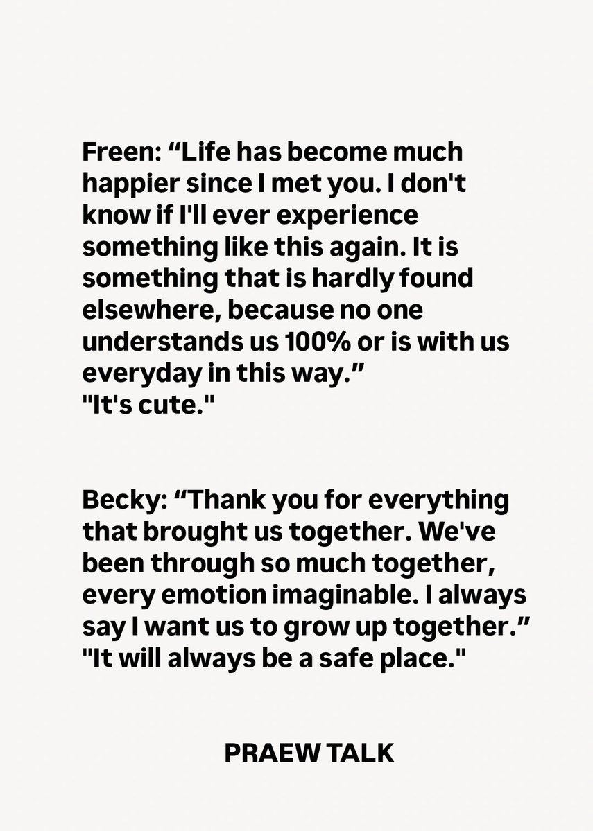 FreenBecky_5_8's tweet photo. 🐰: “It is something that is hardly found elsewhere, because no one understands us 100% or is with us everyday in this way.”

🦦: “I always say I want us to grow up together.”
"It will always be a safe place."

#srchafreen #beckysangels 
#FreenBecky #ฟรีนเบค https://t.co/wzt8WV2nP3