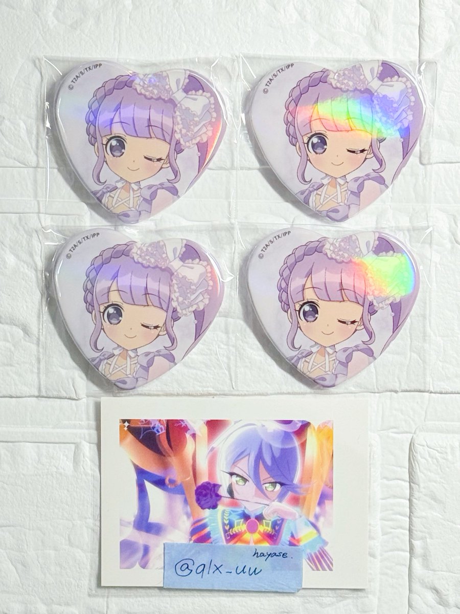 qlx_uw's tweet photo. 【交換】プリパラ　LAFARY　ランダム缶バッジ

⸜譲⸝
らぁら(コラボ2,SCR3),ファルル（コラボ12,SCR10）,のん(コラボ4)
⸜求⸝
コラボ>SCR ひびき
キャラ毎全てお迎えの場合は定価+送料可

コラボはコラボ同士でのお取引となります🙇‍
郵送を希望しております。
お気軽にお声掛け下さい🌹 https://t.co/IsN3vJukgF