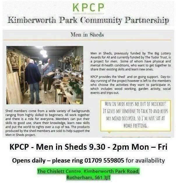Stag_RosePPG's tweet photo. #mondaymorning - @KimberworthPark Chislett Centre daily @UKMensSheds session, 9.30am - 2pm.
A great community men's group, learn new skills, chat over a brew, make new friends - #YouMatterAlways 💚
#menmatters #mensmentalhealth #itsokaynottobeokay #Chat & #Brews #peersupport https://t.co/7PPeVzR73G