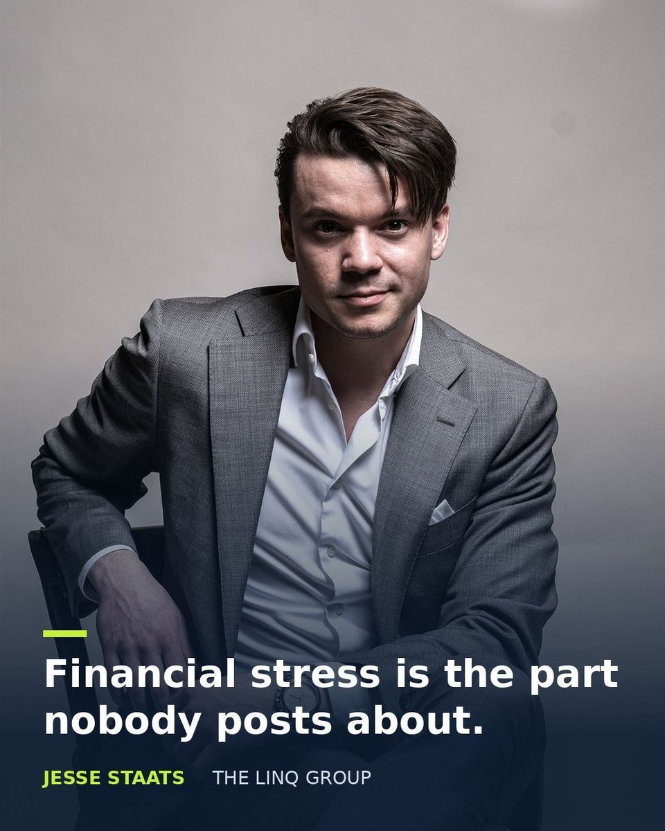 jesse_staats's tweet photo. The part of #entrepreneurship that never makes the highlight reel: #financial #stress.
Payroll landing before the invoice clears. The quiet 2am math no post ever shows.

Watch cashflow weekly. Keep a buffer. Talk to founders who get it.
How do you carry the pressure nobody sees? https://t.co/fHCY0fnEwf