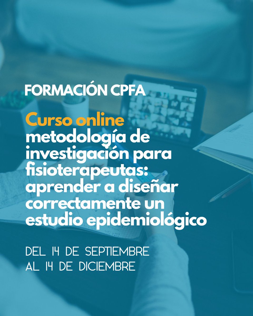 FisiosAragon's tweet photo. ⚠️ ¡Más formación! ⚠️

📚 Metodología de investigación para fisioterapeutas: aprender a diseñar correctamente un estudio epidemiológico
💻 Modalidad: online asíncrona
📅 14 de septiembre al 14 de diciembre 
⏳ Inscripciones abiertas hasta el 6 de septiembre 
👥 Aforo: 25 plazas https://t.co/X3AatPp9le