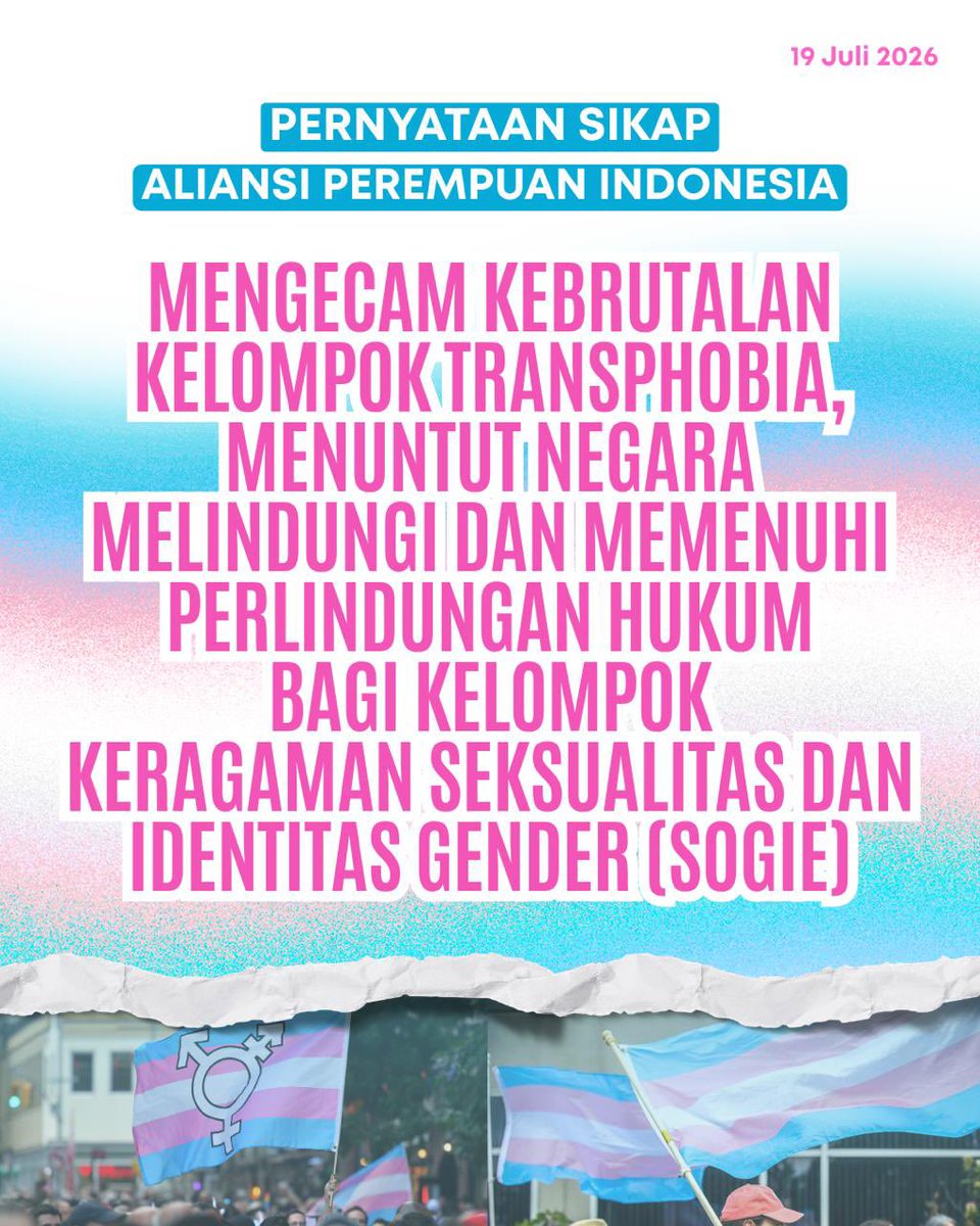konde_co's tweet photo. [Pernyataan Sikap Aliansi Perempuan Indonesia]✊🏼

Di tengah eskalasi kekerasan, stigmatisasi, dan persekusi terhadap kelompok LGBTQ+ yang terjadi di berbagai wilayah Indonesia sepanjang 2025–2026, Aliansi Perempuan Indonesia (API) turut mengecam segala bentuk tindak kekerasan dan kebrutalan yang ditujukan kepada kelompok ragam gender dan seksualitas.