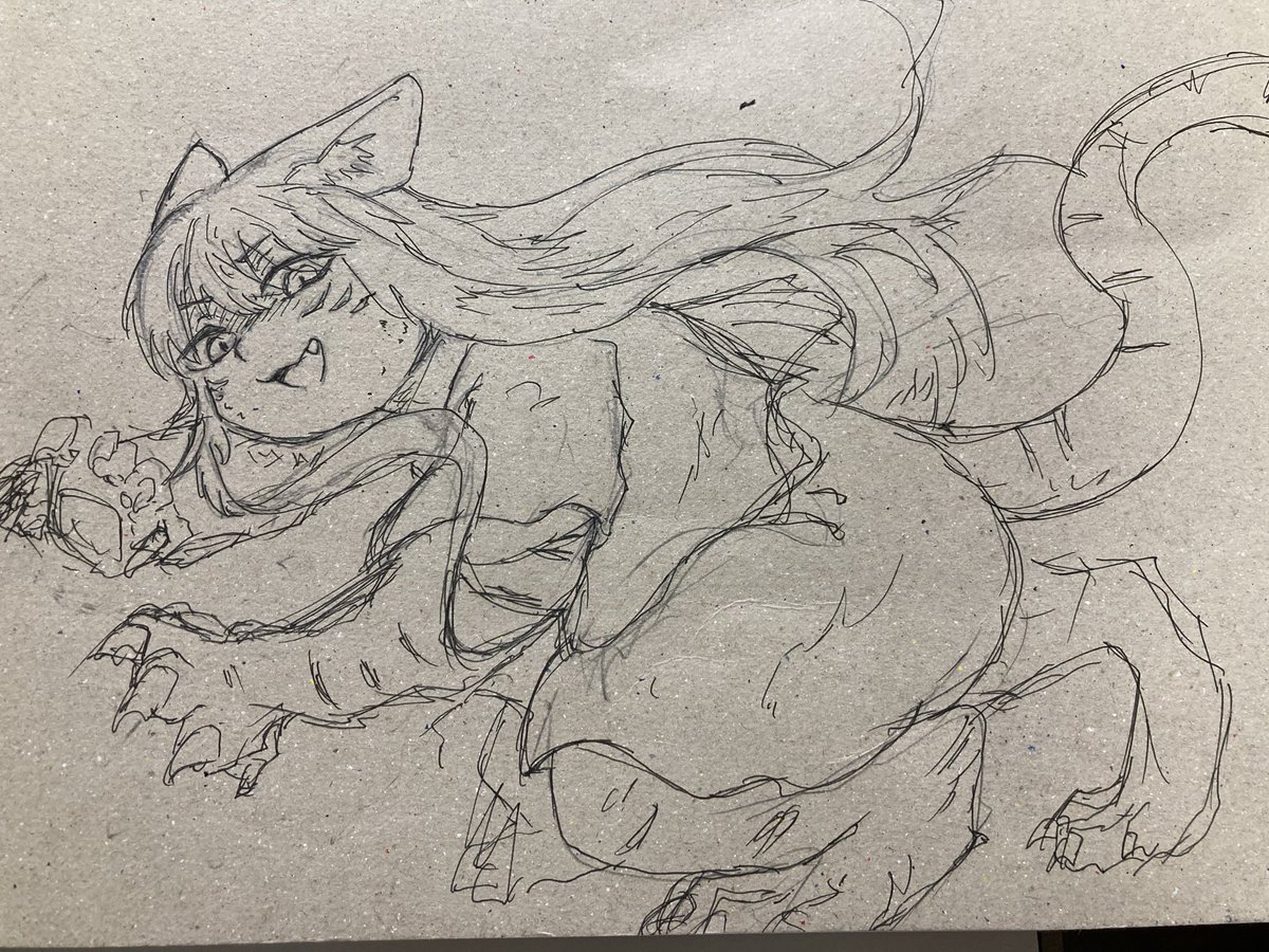 Ramumun_43's tweet photo. 獣っ子　※テスト期間につきアナログ
#イラスト https://t.co/ES6bQARZTN