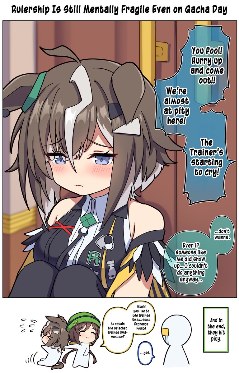 TheParacite's tweet photo. @Takiki2828 [EN Version]
Artist's Comment: Rulership, Still Mentally Fragile Even on Gacha Day

英語版です！ https://t.co/CsHQ0F1GOW