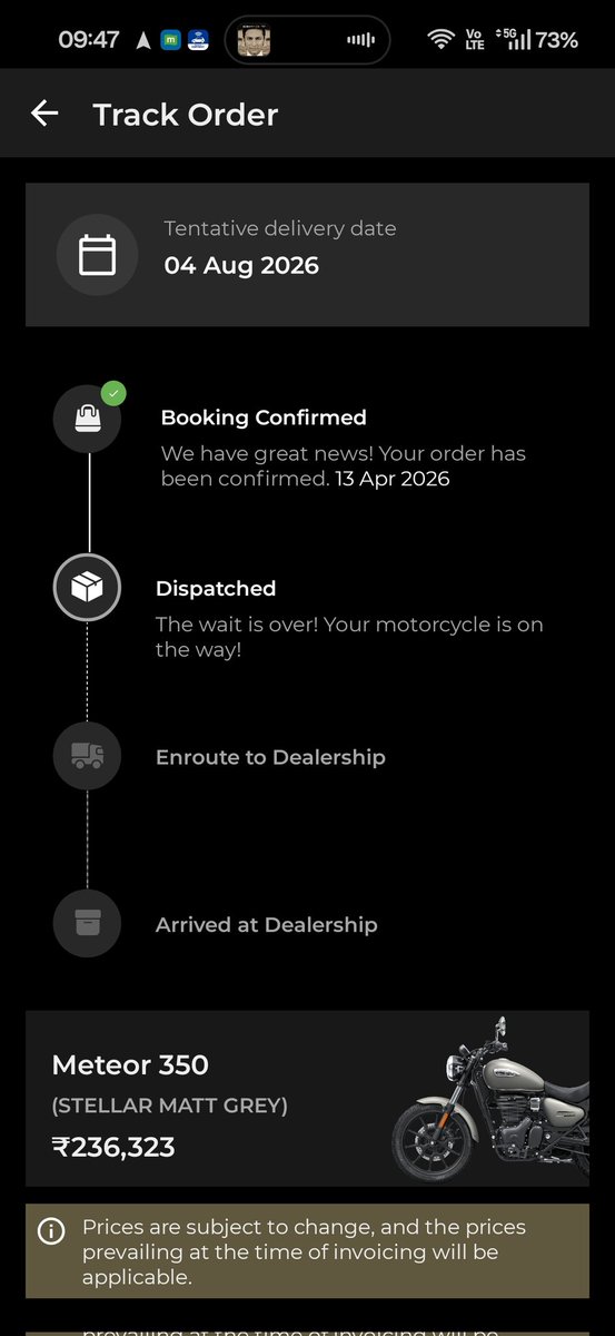 deranged_soul_'s tweet photo. @sidlal Dear CEO of @royalenfield I'm very disappointed and frustrated after booking my Meteor350 bike with your company. I don't know what to say but your company is giving vogue reasons for delivering bike by mentioning manufacturing and transportation issues in county. https://t.co/XzGwP67mXz