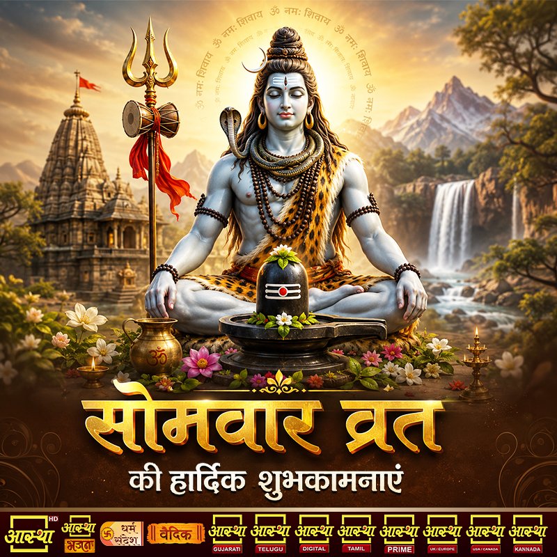 AasthaBhajan's tweet photo. सोमवार व्रत की हार्दिक शुभकामनाएं | . #somvarvrat #shiv #mahadev #celebration #wishing #wish #somavar #vrat #mahadev #aastha #aasthalive #aasthachannel #aasthabhajan #aasthatv #aasthabhakti #aasthadigital #dharmsandesh #mahakal #fasting https://t.co/FT6VxAgv1K