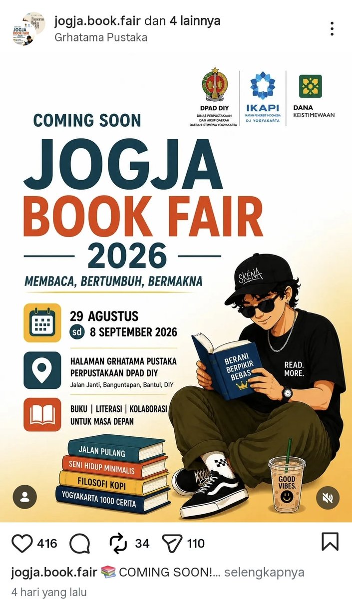 blessedchoke's tweet photo. Ini serius acara book fair yang dapet Dana Keistimewaan posternya pake full AI gini? https://t.co/xlxj8eMVg1