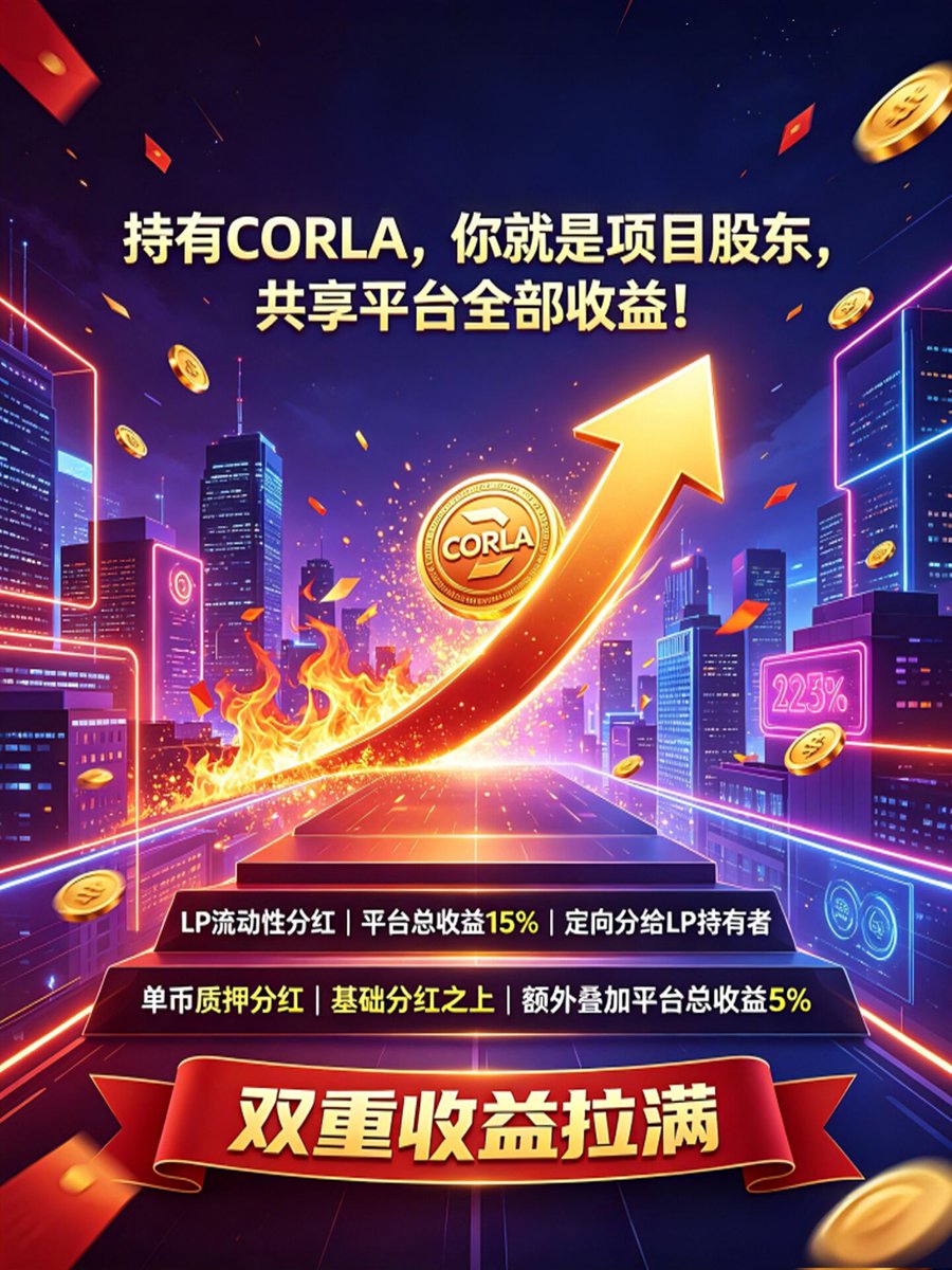 zhanggen368115's tweet photo. #corla
持有corla币即是股东
lp分红是拿出平台总收益的15%
单币质押是在持币分红的基础上增加了平台总收益的5%分给大家 https://t.co/mHCKtj4GuM
