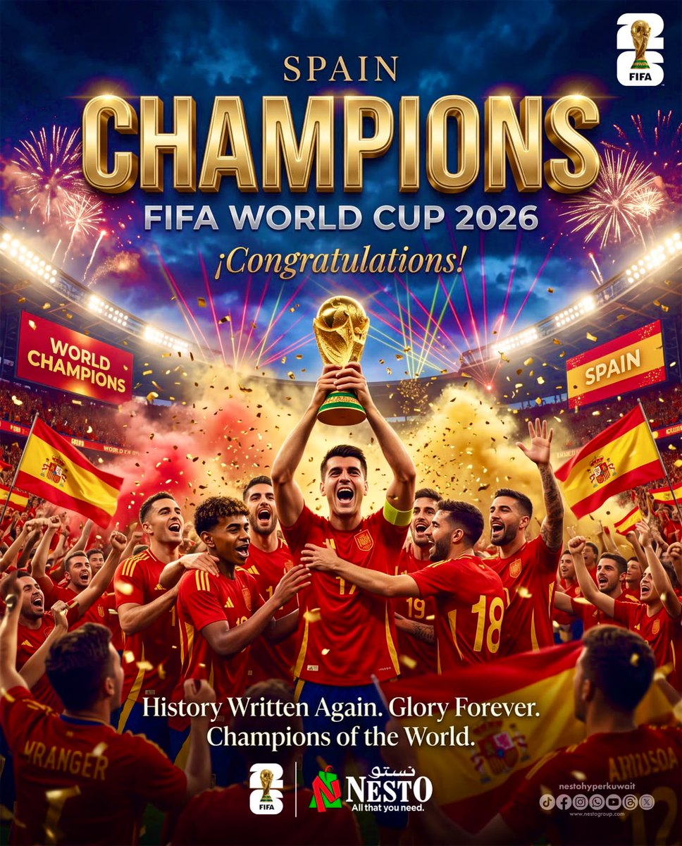 nestokuwait's tweet photo. Every dream found its moment.
Every victory found its champion💛🏆
#Congratulations, #Spain! https://t.co/nBxJ31QO22