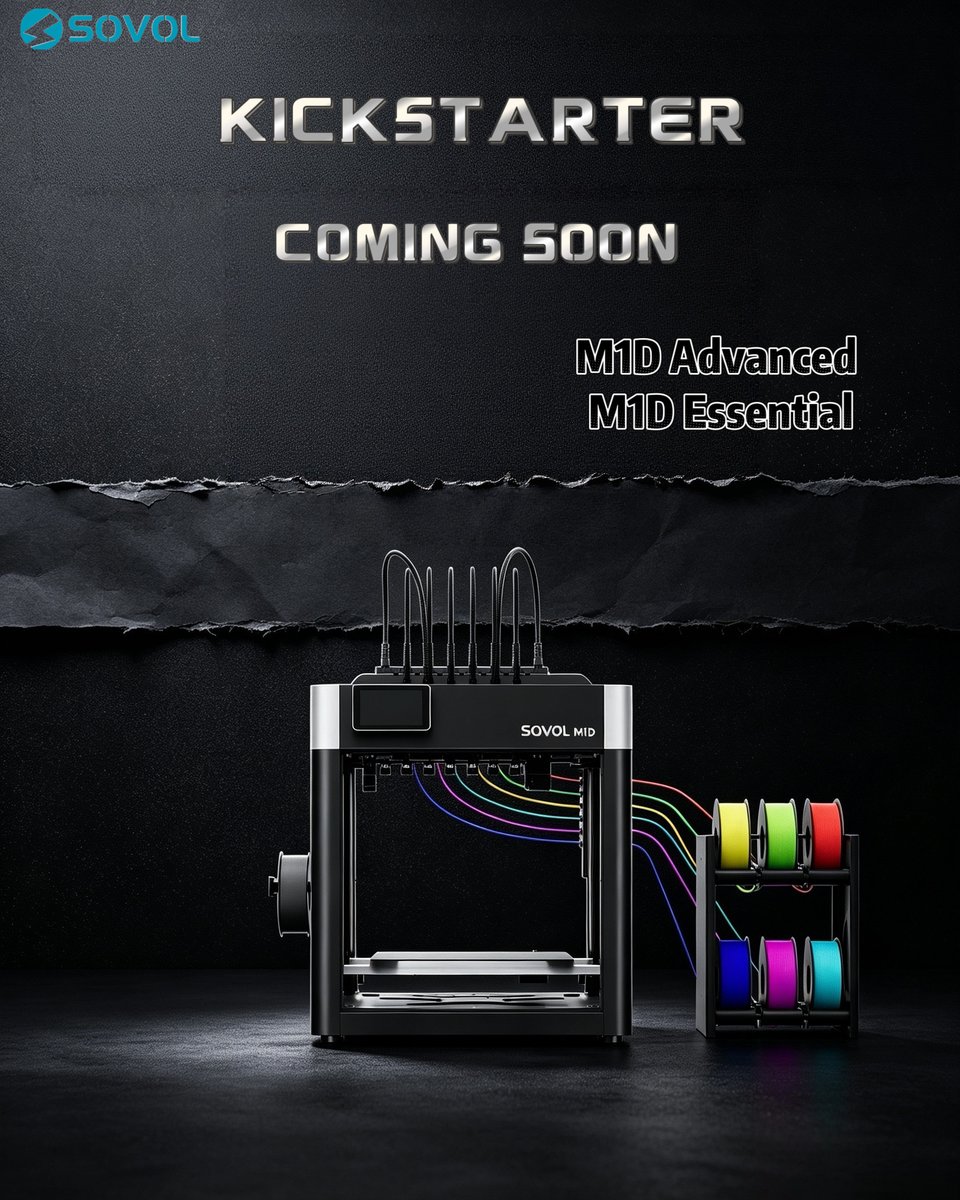 Sovol3d's tweet photo. The countdown is a whisper now. M1D is no longer a promise.
It's a fact. 5‑second swap. 7 colors. Near‑zero waste. Coming soon.
The wait is almost over.
https://t.co/qXjTPA12j9
#SovolM1D #Kickstarter #YourMachineYourRules https://t.co/BEtiS8n34P