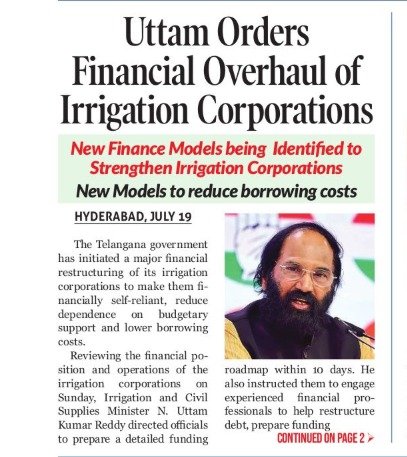 UttamINC's tweet photo. Uttam Orders Financial Overhaul of Irrigation Corporations https://t.co/Yvpq0qIOTa