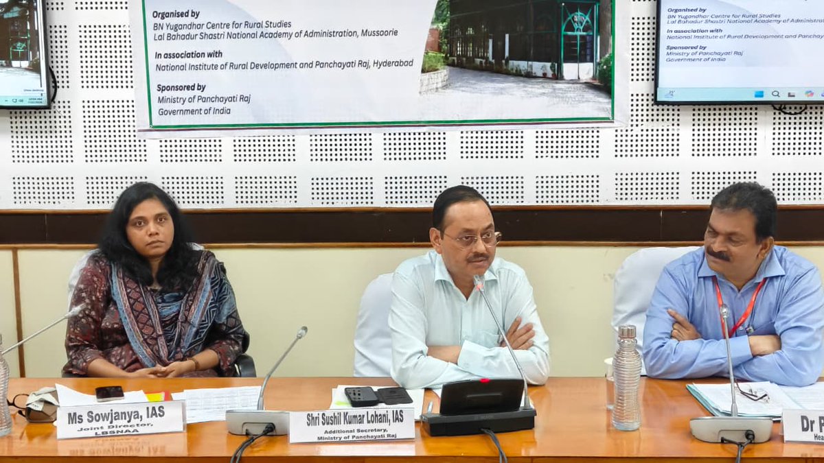 mopr_goi's tweet photo. Shri Sushil Kumar Lohani, Additional Secretary, Ministry of Panchayati Raj, delivered the inaugural address at the five-day Training Programme on 'Orientation towards Rural Governance for Chief Executive Officers (CEOs) of Zilla Parishads (ZPs)' at NIRD&PR, Hyderabad. The programme aims to strengthen the leadership, administrative and governance capacities of CEOs of Zilla Parishads, enabling them to drive more effective, responsive and accountable local governance.

Organized by the B. N. Yugandhar Centre for Rural Studies, Lal Bahadur Shastri National Academy of Administration (#LBSNAA), Mussoorie, in association with the National Institute of Rural Development & Panchayati Raj (#NIRDPR), Hyderabad, the programme is being supported by the Ministry of Panchayati Raj as part of its continued commitment to strengthening institutional capacity in Panchayati Raj Institutions.

#PMOIndia #MoPR #Training 
#DistrictPanchayat #ZilaPanchayat 
#PanchayatiRaj #PRIs #ZillaParishad 

@LBSNAA_Official
