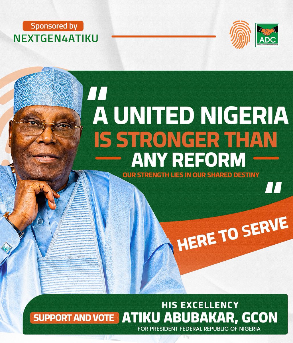 udombiokporo's tweet photo. Diversity is not our greatest strength. Our greatest strength is unity under the banner of the Nigerian idea: Life, Liberty, and the Pursuit of Happiness.

This is exactly why anyone with an ounce of brain cells left who actually wants Nigeria to succeed will vote AA the ADC https://t.co/k0VXx9hBoY